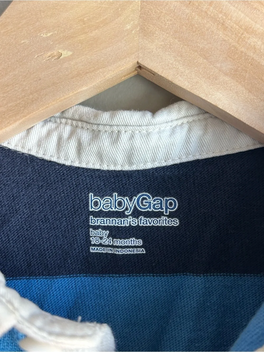 Baby Gap Rugby Stripe Polo 18-24M Blue Preppy Long Sleeve Shirt Y2K Streetwear